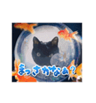 動く黒猫ハルとロビン夏用2（個別スタンプ：10）