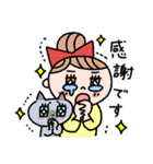 使いやすい⭐︎Cuteな女の子と猫のスタンプ（個別スタンプ：15）