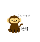 お猿さん韓国語＆日本語（個別スタンプ：1）