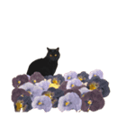 くろねこあんこ4（花と黒猫）（個別スタンプ：8）