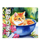 【猫】毎日使いやすい☆水彩画風（個別スタンプ：3）