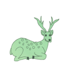 2023 LET'S DRAW 不思議な緑背景の動物（個別スタンプ：1）