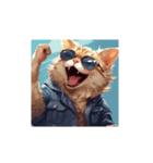 サングラスをした猫が喜んでいる（個別スタンプ：1）