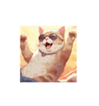 サングラスをした猫が喜んでいる（個別スタンプ：8）