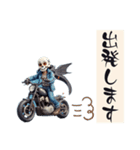 バイクに乗っているガイコツ君のスタンプ（個別スタンプ：16）