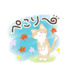 ねこなで(水彩スタンプ)（個別スタンプ：19）