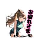 ロードバイクに乗る女の子②（個別スタンプ：1）