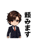 ちびキャラスーツ男性（ドット絵）（個別スタンプ：3）