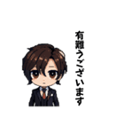 ちびキャラスーツ男性（ドット絵）（個別スタンプ：9）