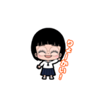 制服おかっぱメガネ女子（個別スタンプ：1）