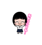 制服おかっぱメガネ女子（個別スタンプ：3）