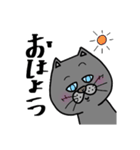 黒？ねこさん  手書き文字 シンプル（個別スタンプ：1）