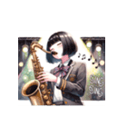 JAZZ吹奏楽サックスJK毎日のかわいい女子（個別スタンプ：1）