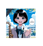 JAZZ吹奏楽サックスJK毎日のかわいい女子（個別スタンプ：15）