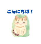 キュートな猫のあいさつ（個別スタンプ：1）