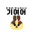 プリンうさぎ【日本語＆韓国語ver.】（個別スタンプ：1）