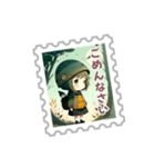 切手風ミニガール（個別スタンプ：12）