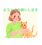 色鉛筆で描いた猫（個別スタンプ：14）