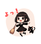 かわいいおかっぱ魔女と黒猫のLINEスタンプ（個別スタンプ：8）