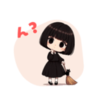 かわいいおかっぱ魔女と黒猫のLINEスタンプ（個別スタンプ：9）