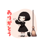 かわいいおかっぱ魔女と黒猫のLINEスタンプ（個別スタンプ：11）