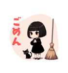 かわいいおかっぱ魔女と黒猫のLINEスタンプ（個別スタンプ：13）