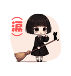 かわいいおかっぱ魔女と黒猫のLINEスタンプ（個別スタンプ：18）