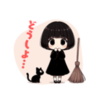 かわいいおかっぱ魔女と黒猫のLINEスタンプ（個別スタンプ：21）