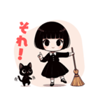 かわいいおかっぱ魔女と黒猫のLINEスタンプ（個別スタンプ：23）