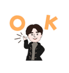 真ん中分けの普通の男子（個別スタンプ：1）