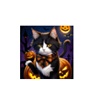 ハロウィーンな猫（イラスト風）（個別スタンプ：1）