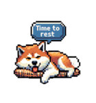 ⚫秋田犬 ［ドット絵］（個別スタンプ：4）