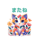 かわいい花の猫スタンプ（個別スタンプ：8）