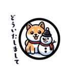 かわいい柴犬と雪だるまのスタンプ（個別スタンプ：4）