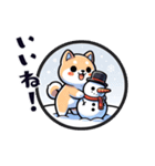 かわいい柴犬と雪だるまのスタンプ（個別スタンプ：6）