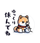 かわいい柴犬と雪だるまのスタンプ（個別スタンプ：24）