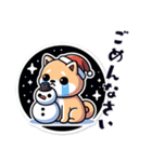 かわいい柴犬と雪だるまのスタンプ（個別スタンプ：27）