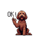 ドット絵 ラブラドゥードル 犬 茶 日常会話（個別スタンプ：8）