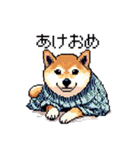 ドット絵 冬の柴犬 40種（個別スタンプ：3）