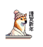 ドット絵 冬の柴犬 40種（個別スタンプ：40）