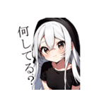 黒Tシャツの女の子（個別スタンプ：18）