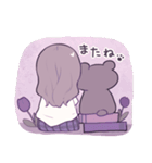 くすみ紫なクマと女の子（個別スタンプ：24）