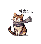 ドット絵 冬のキジトラ 猫 40種 定番（個別スタンプ：7）