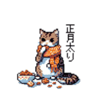 ドット絵 冬のキジトラ 猫 40種 定番（個別スタンプ：14）