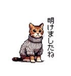 ドット絵 冬のキジトラ 猫 40種 定番（個別スタンプ：17）