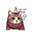 ドット絵 冬のキジトラ 猫 40種 定番（個別スタンプ：26）