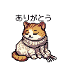 ドット絵 冬のキジトラ 猫 40種 定番（個別スタンプ：33）