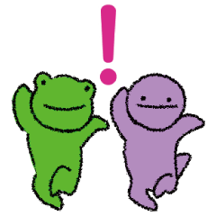 [LINEスタンプ] ケロ＆サラ 接続詞と感嘆符スタンプ