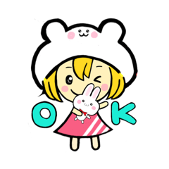 [LINEスタンプ] しろくま帽子の女の子