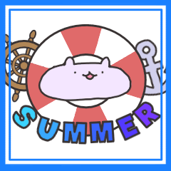 [LINEスタンプ] もったりうさぎスタンプ_summer